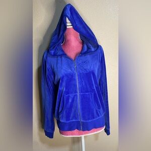 Victoria Secrets Lush Royal Blue Velvet Hoodie Jacket